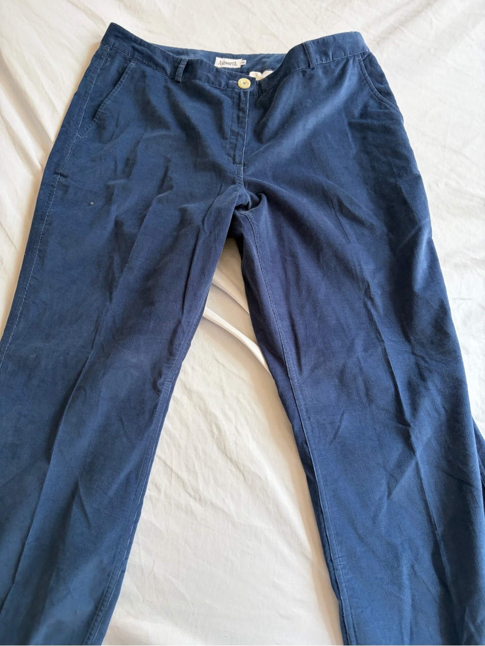 Ashworth Women’s Navy Corduroy Pants Size 16 Wide Leg Lightweight Casual